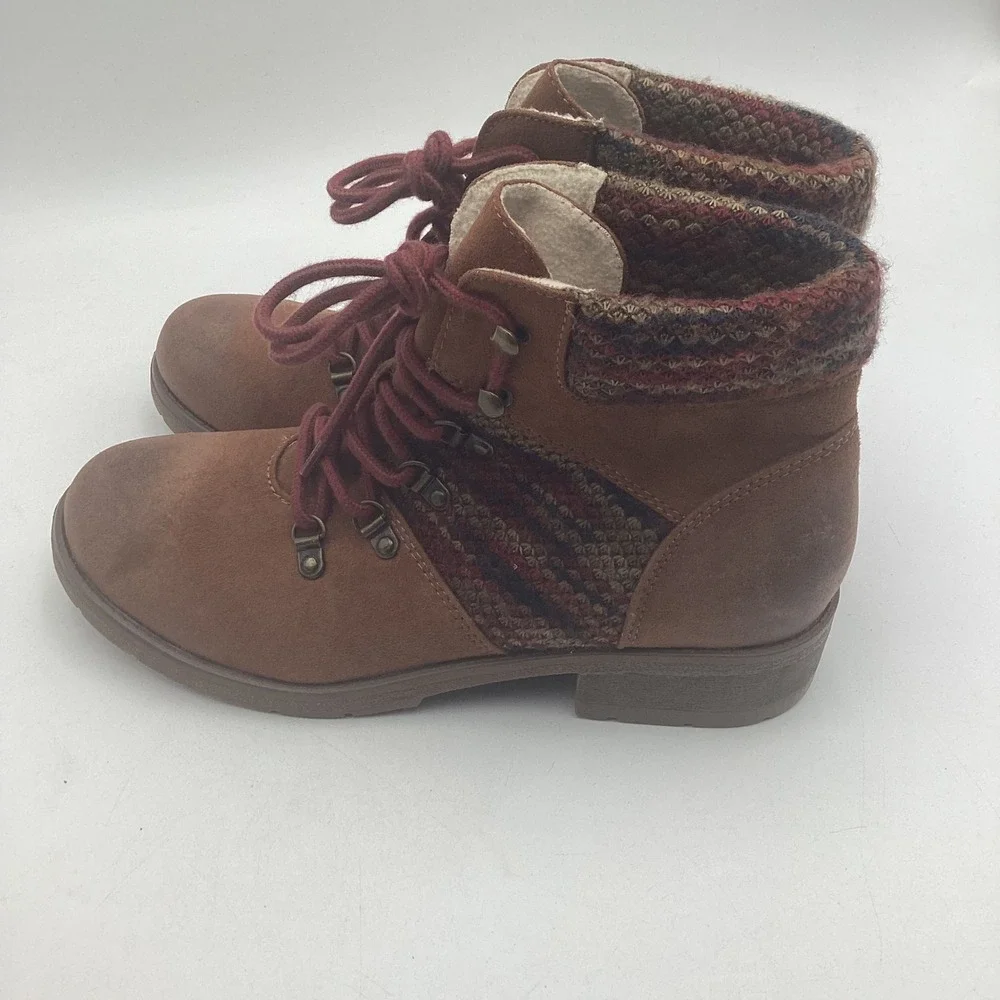 Mossimo Supply Co Women's Brown Faux Suede Knit Collar‎ Ankle Boots Size 11